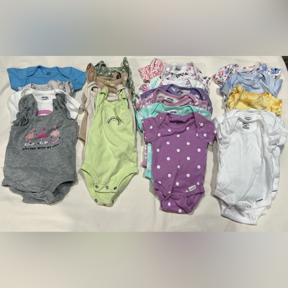 0 Month Baby Girl Onesies - Bundle of 23